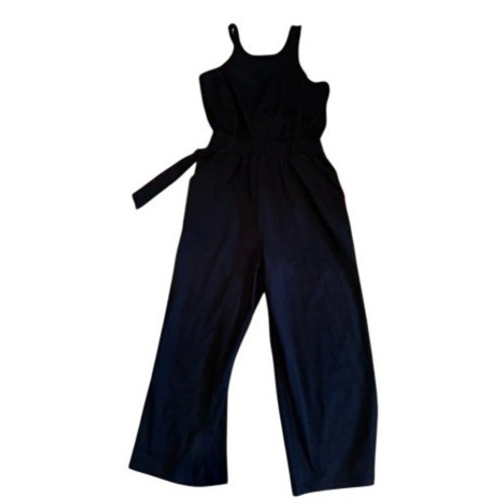 All In Motion Black Romper Jumpsuit XS Sleeveless Wide Leg Athleisure Tie Waist
